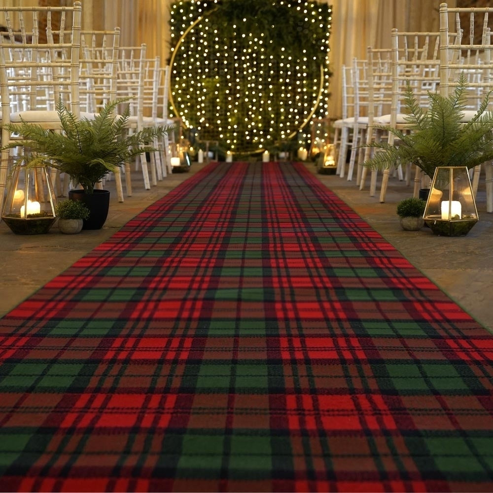 Tartan Red / Green Wedding Aisle Runner