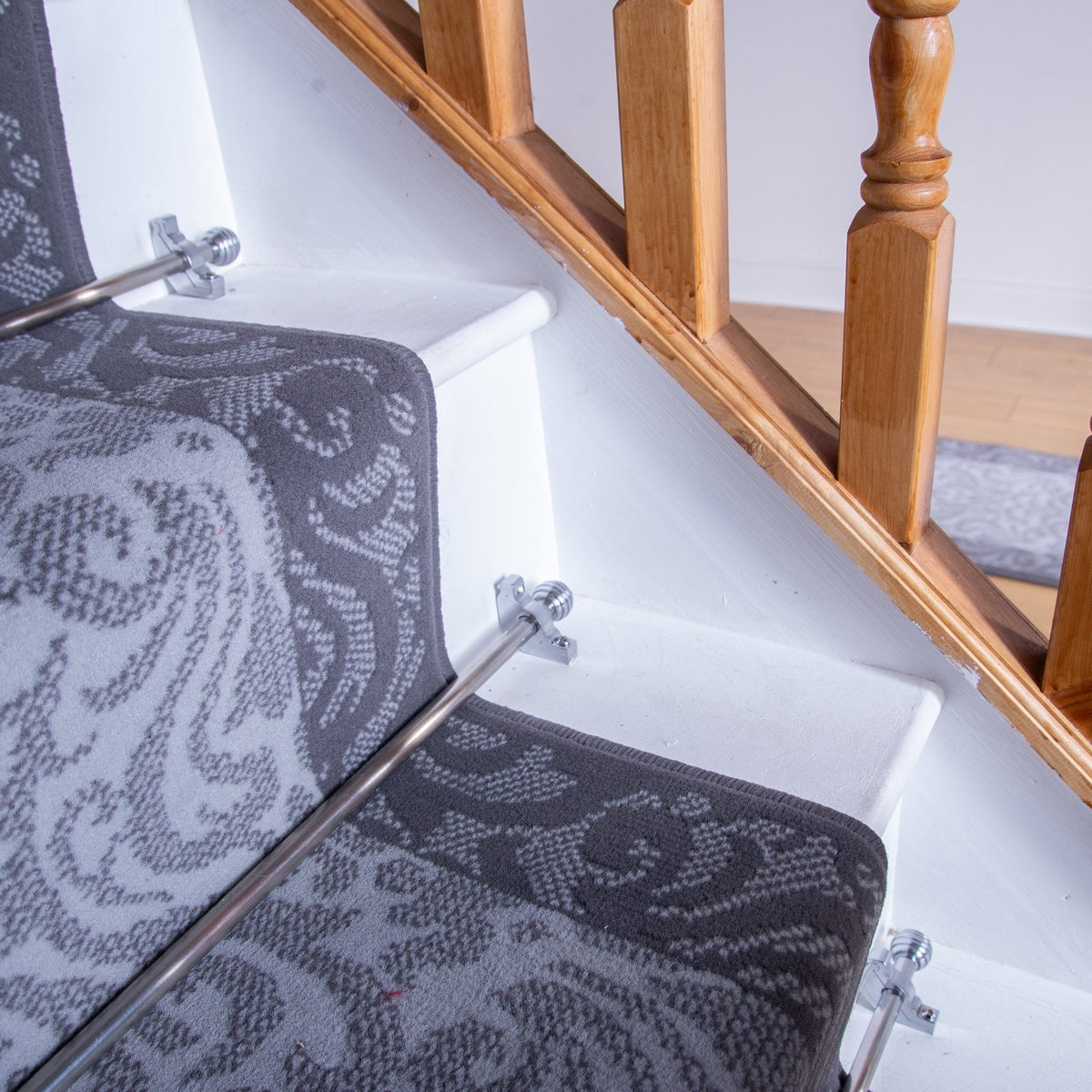 Baroque Light Gray Stair Runner
