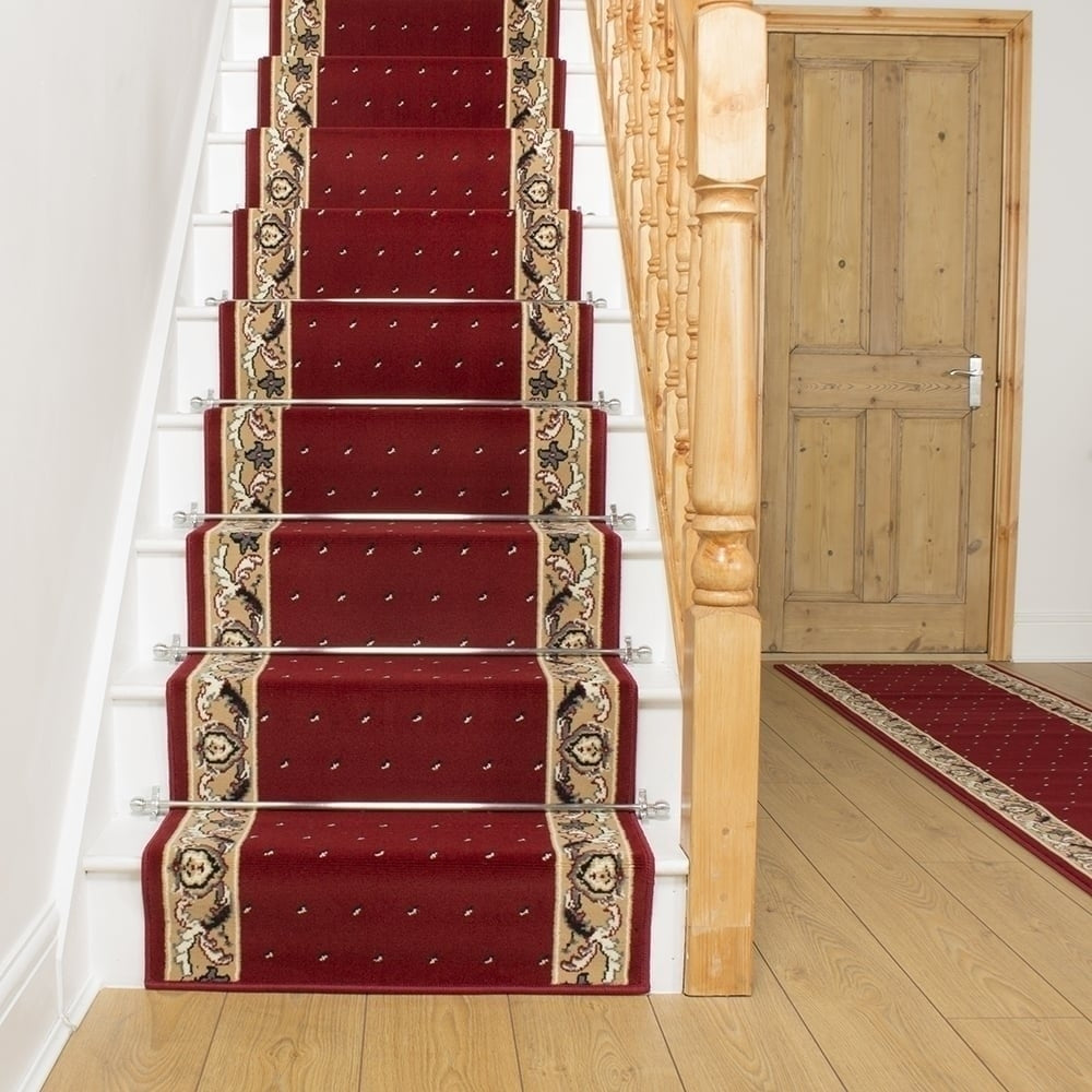 Runrug Pin Dot Red Stair Runner