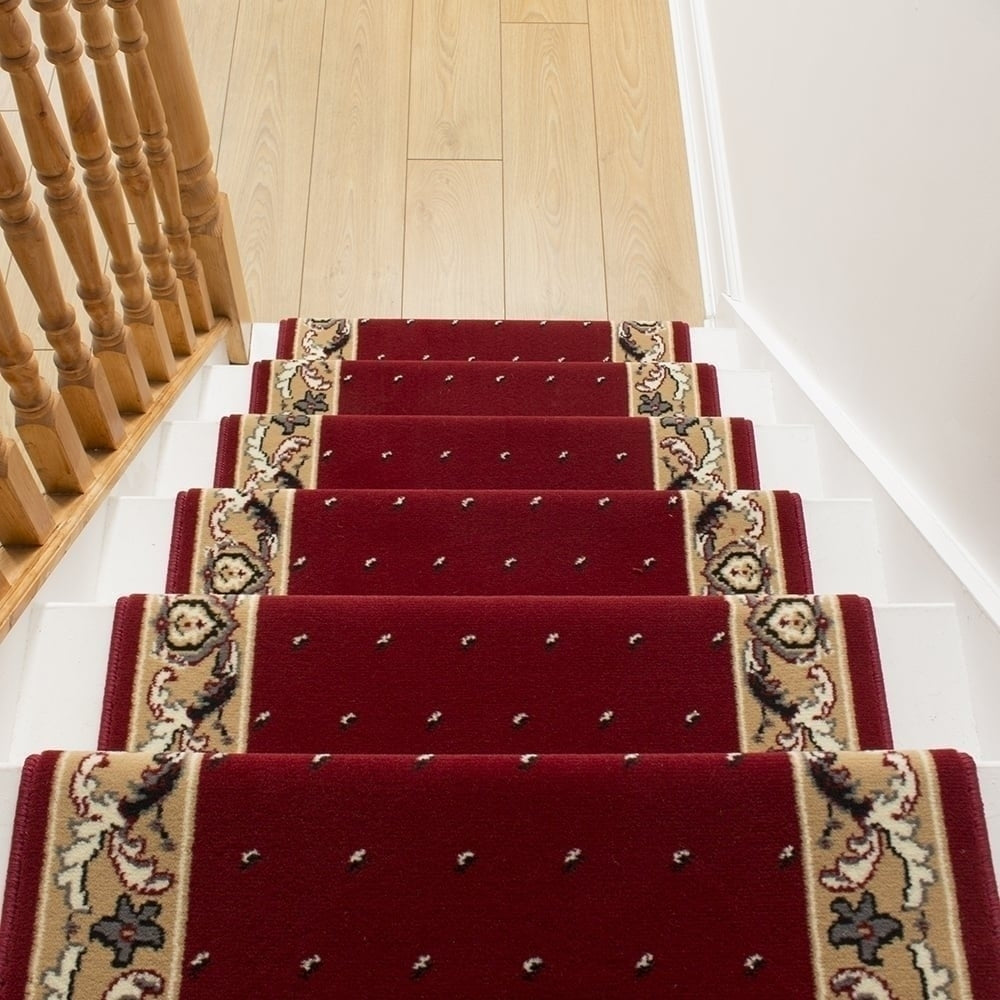 Pin Dot Red Stair Runner