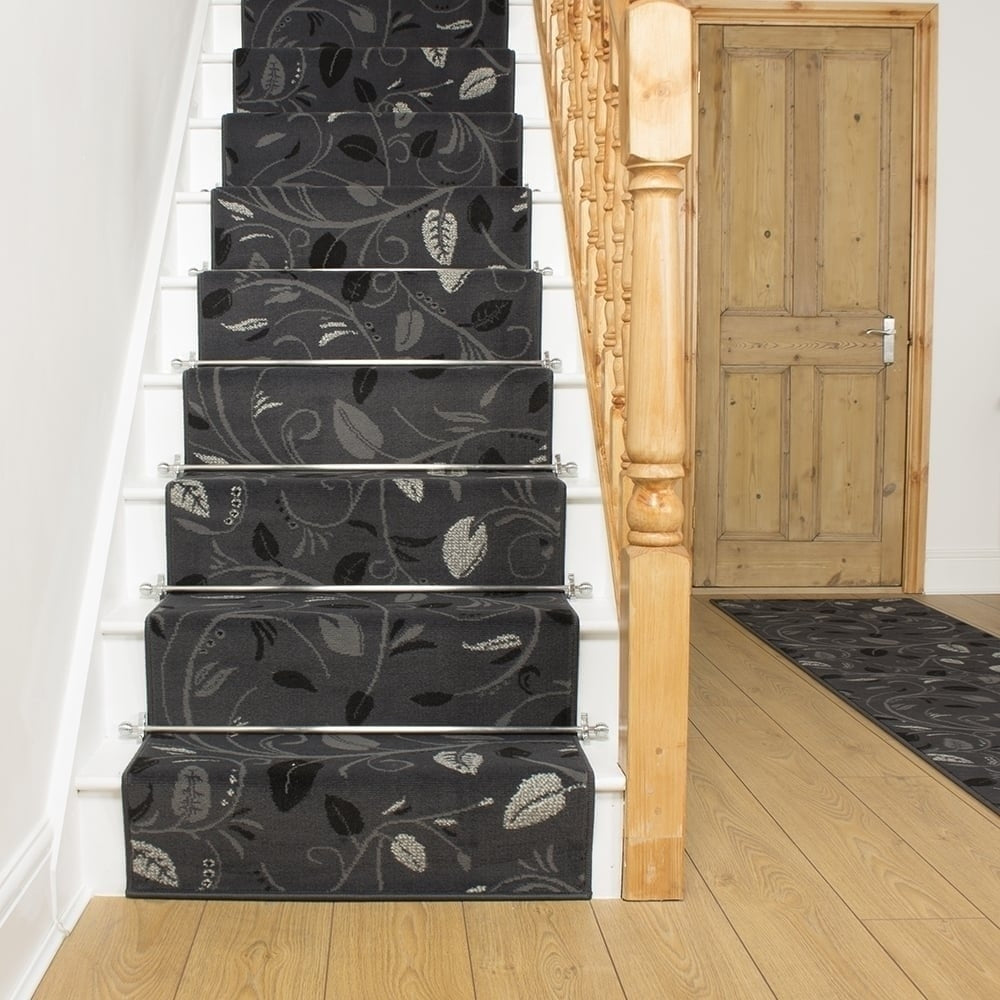 Scroll Gray Stair Runner