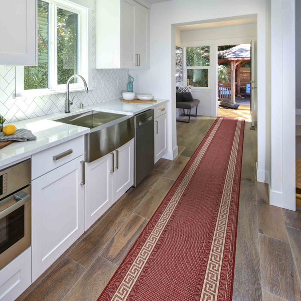 Greek Fret Rouge Tapis de Cuisine
