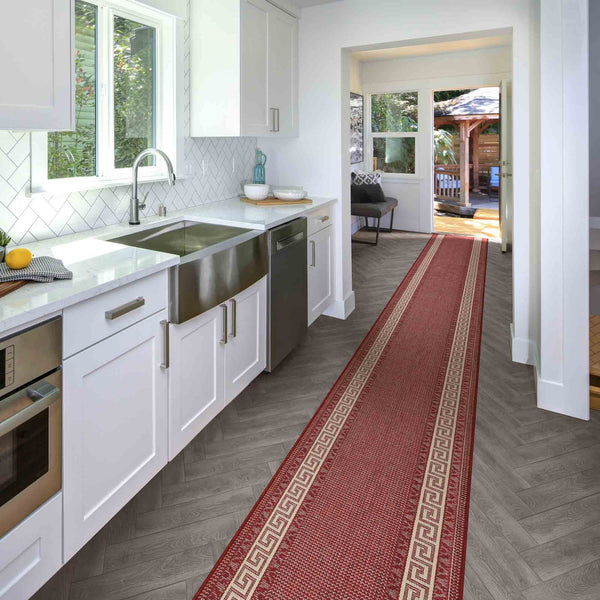 Greek Fret Rouge Tapis de Cuisine