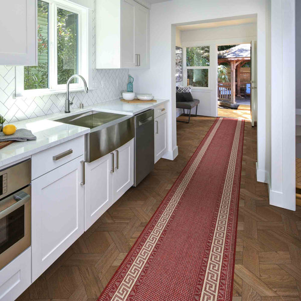 Greek Fret Rouge Tapis de Cuisine