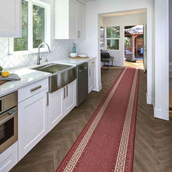 Greek Fret Rouge Tapis de Cuisine