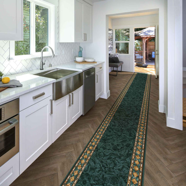 Cheops Green Kitchen Carpet Runner