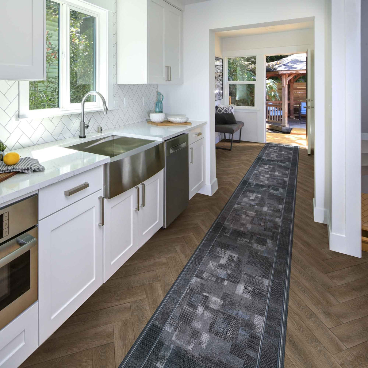 Tribe Graphite Kitchen Carpet Runner