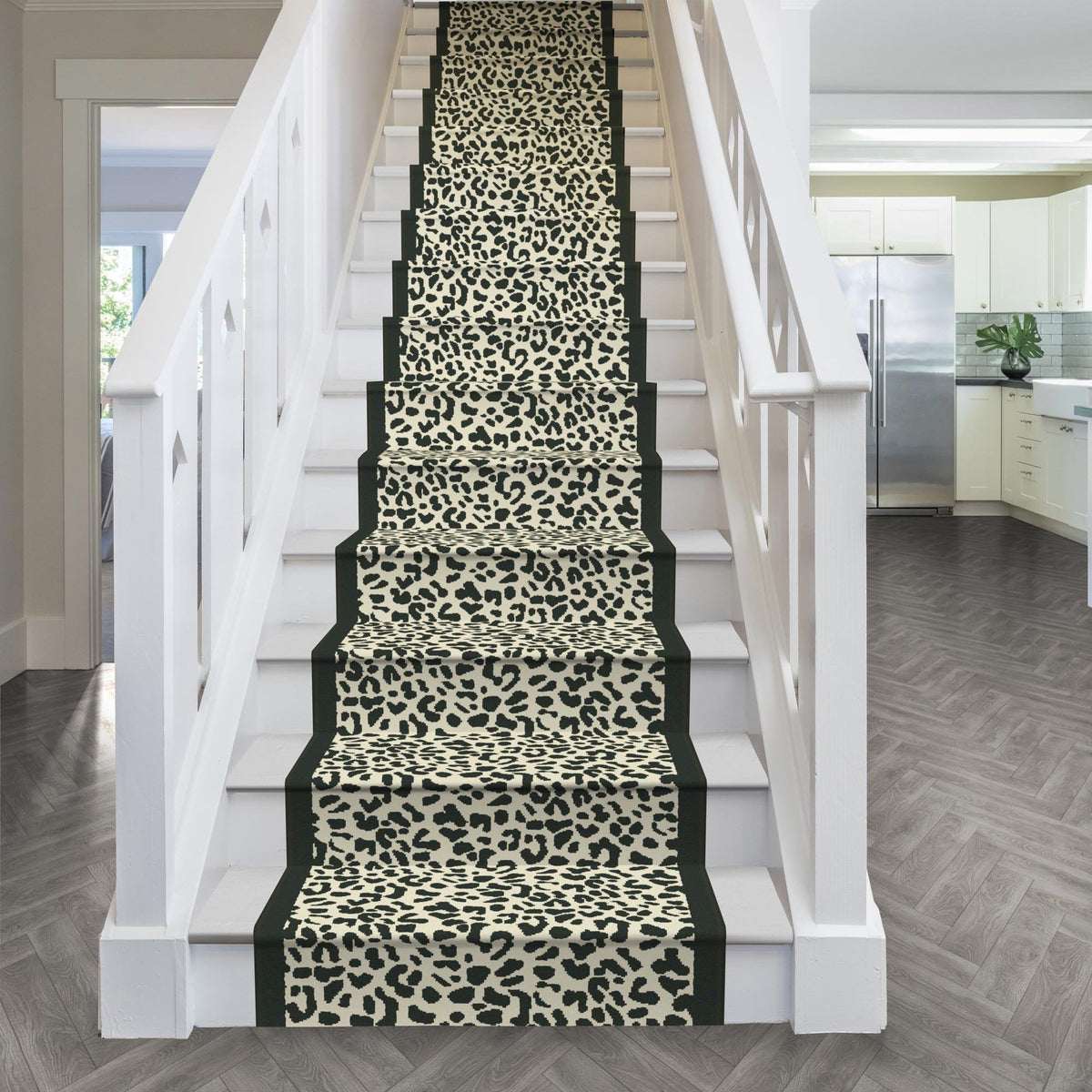 Rosette Black Stair Runner