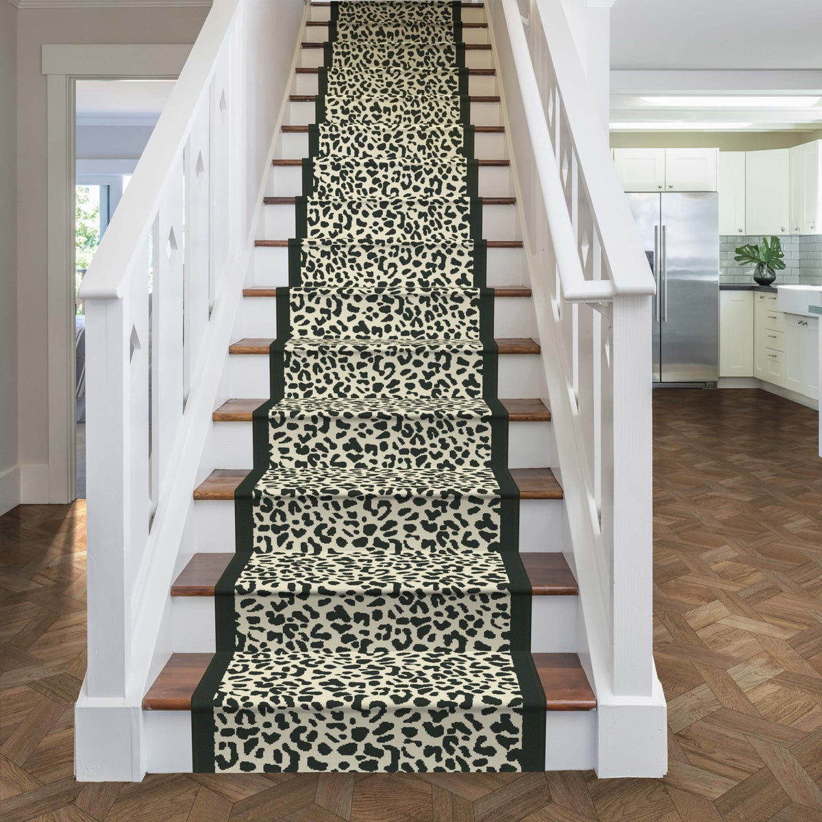 Rosette Black Stair Runner