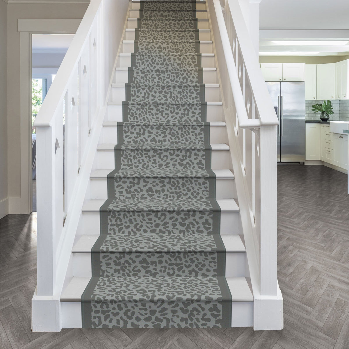 Rosette Grey Stair Runner