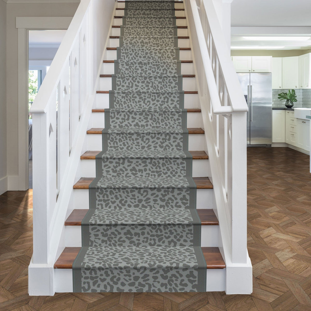 Rosette Grey Stair Runner