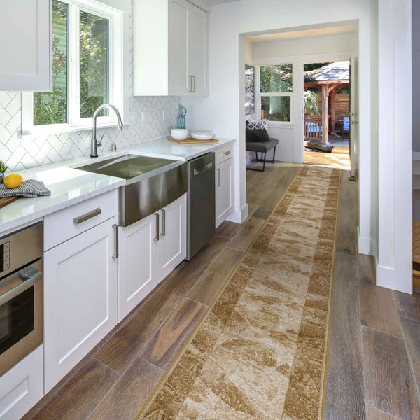Sardis Light Brown Kitchen Carpet Runner