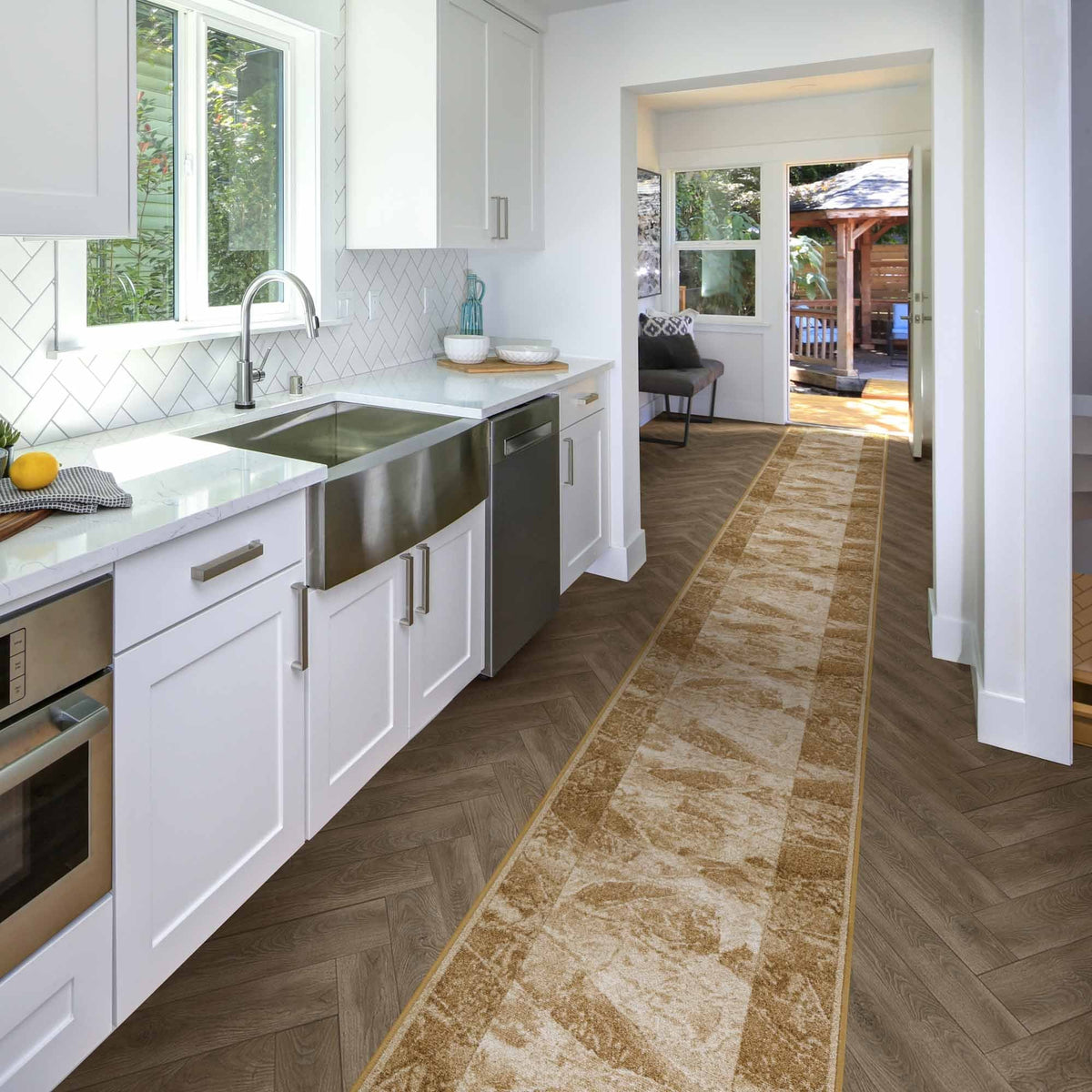 Sardis Light Brown Kitchen Carpet Runner