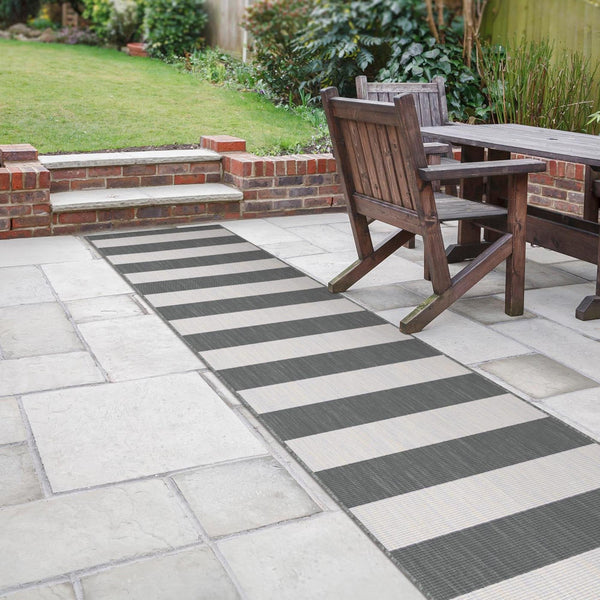 Long Island White/Gray Indoor Outdoor Carpet Runner