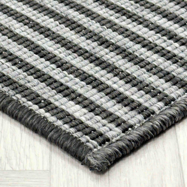 Pinstripe Black Rug Runner