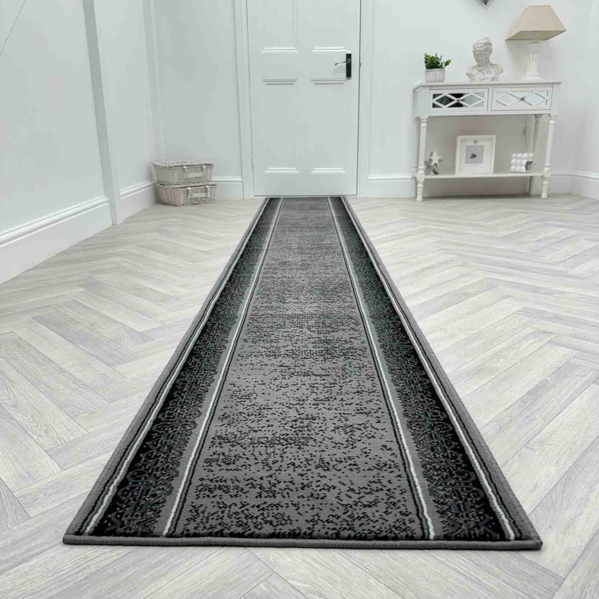 Tribal Dark Grey Hall Runner