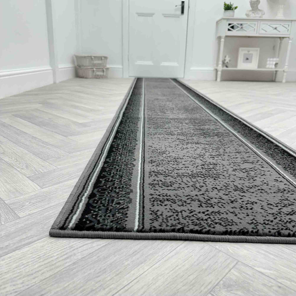 Tribal Dark Grey Hall Runner