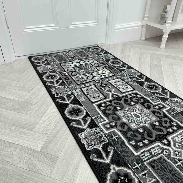 Abstract Black Hall Runner