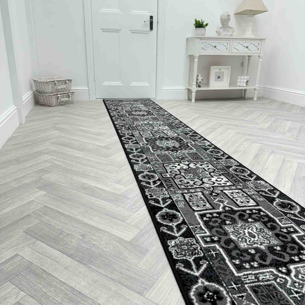 Abstract Black Hall Runner