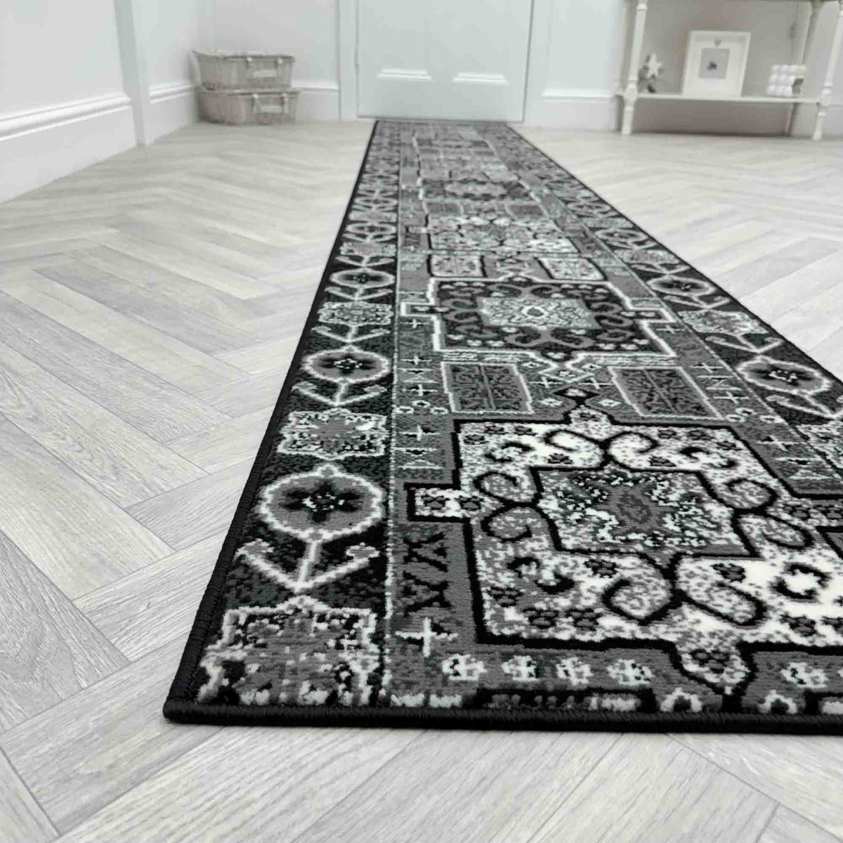 Abstract Black Hall Runner