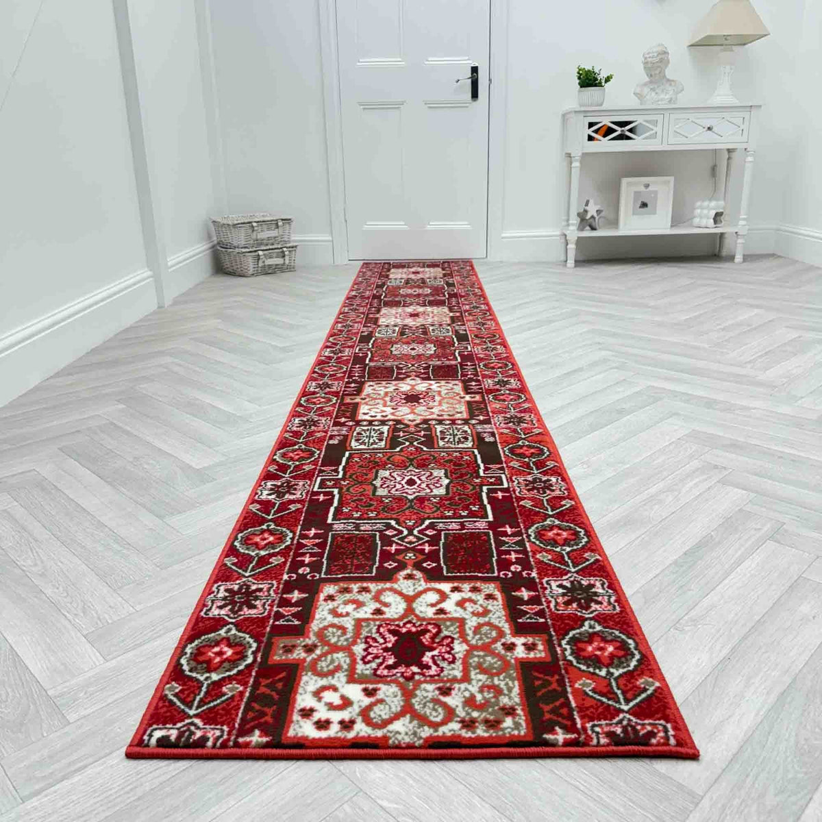 Abstract Red Hall Runner