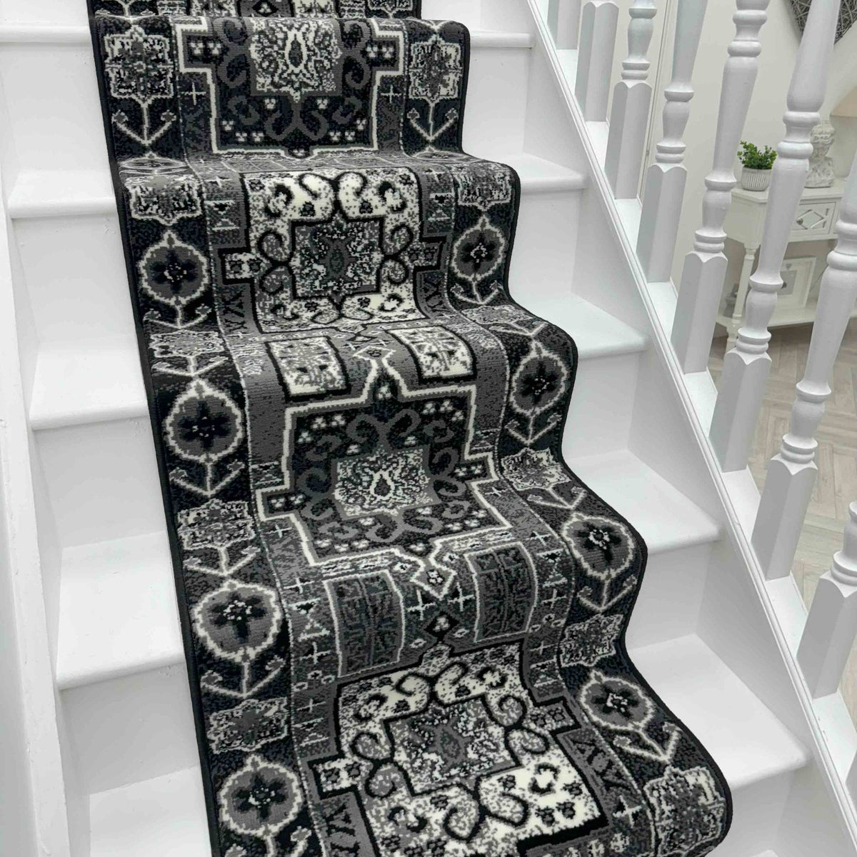 Abstract Black Stair Runner