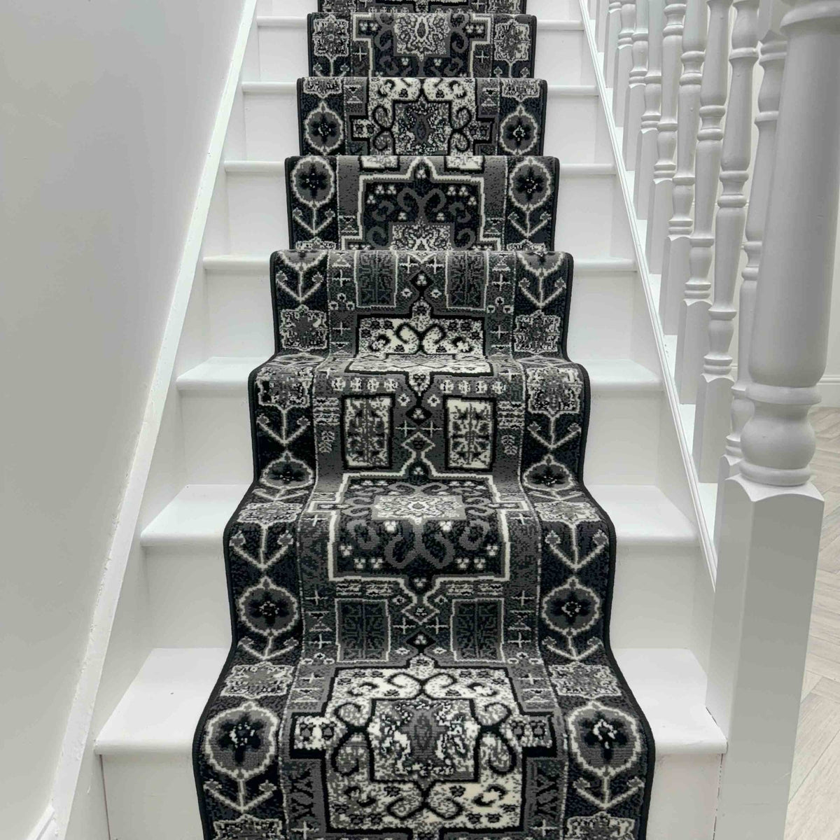 Abstract Black Stair Runner