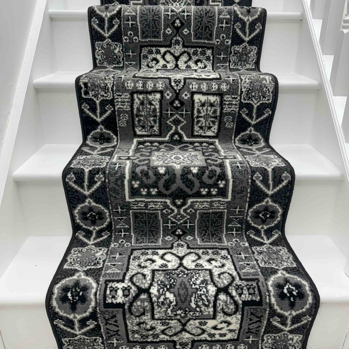 Abstract Black Stair Runner