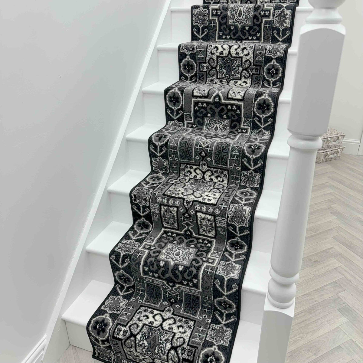 Abstract Black Stair Runner