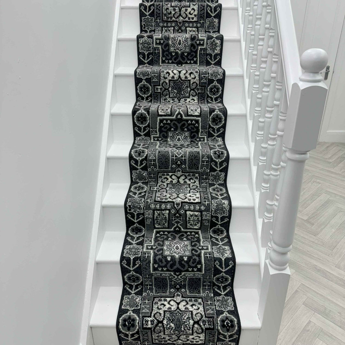 Abstract Black Stair Runner