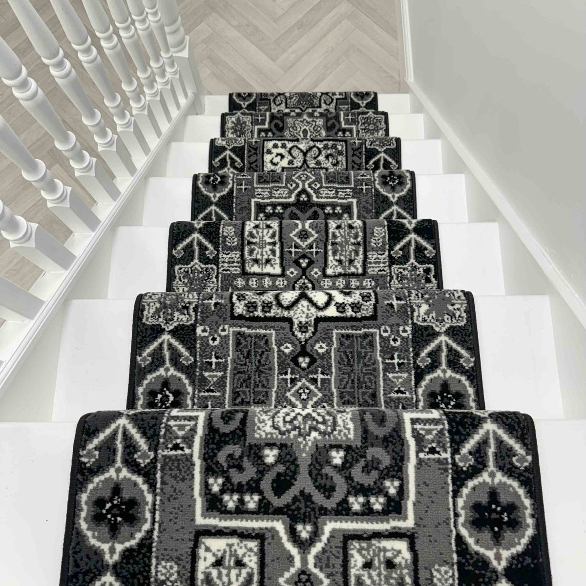 Abstract Black Stair Runner