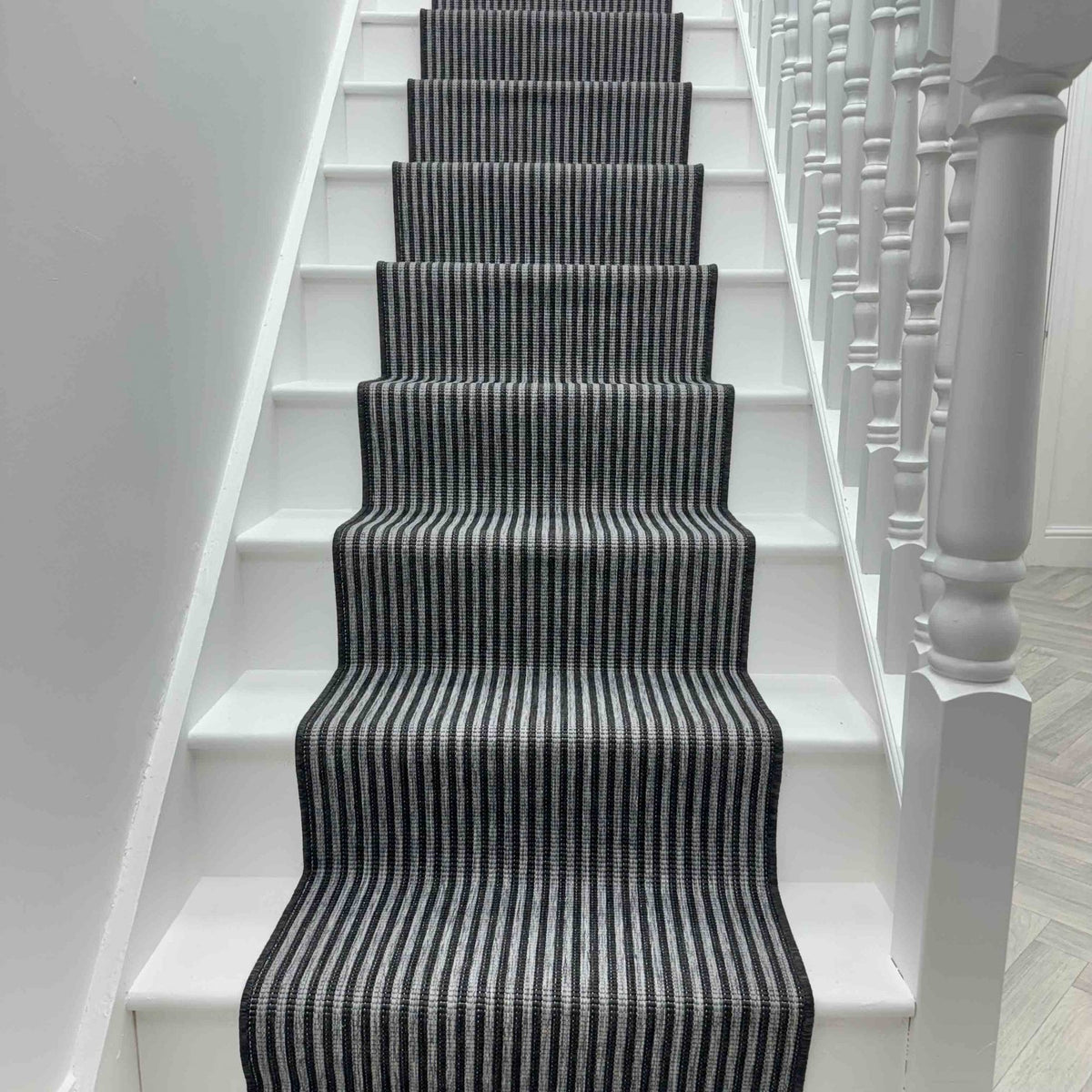 Pinstripe Black Stair Runner