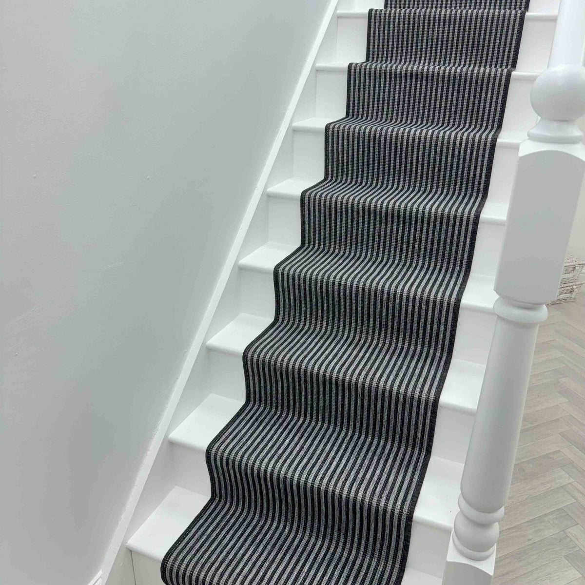 Pinstripe Black Stair Runner