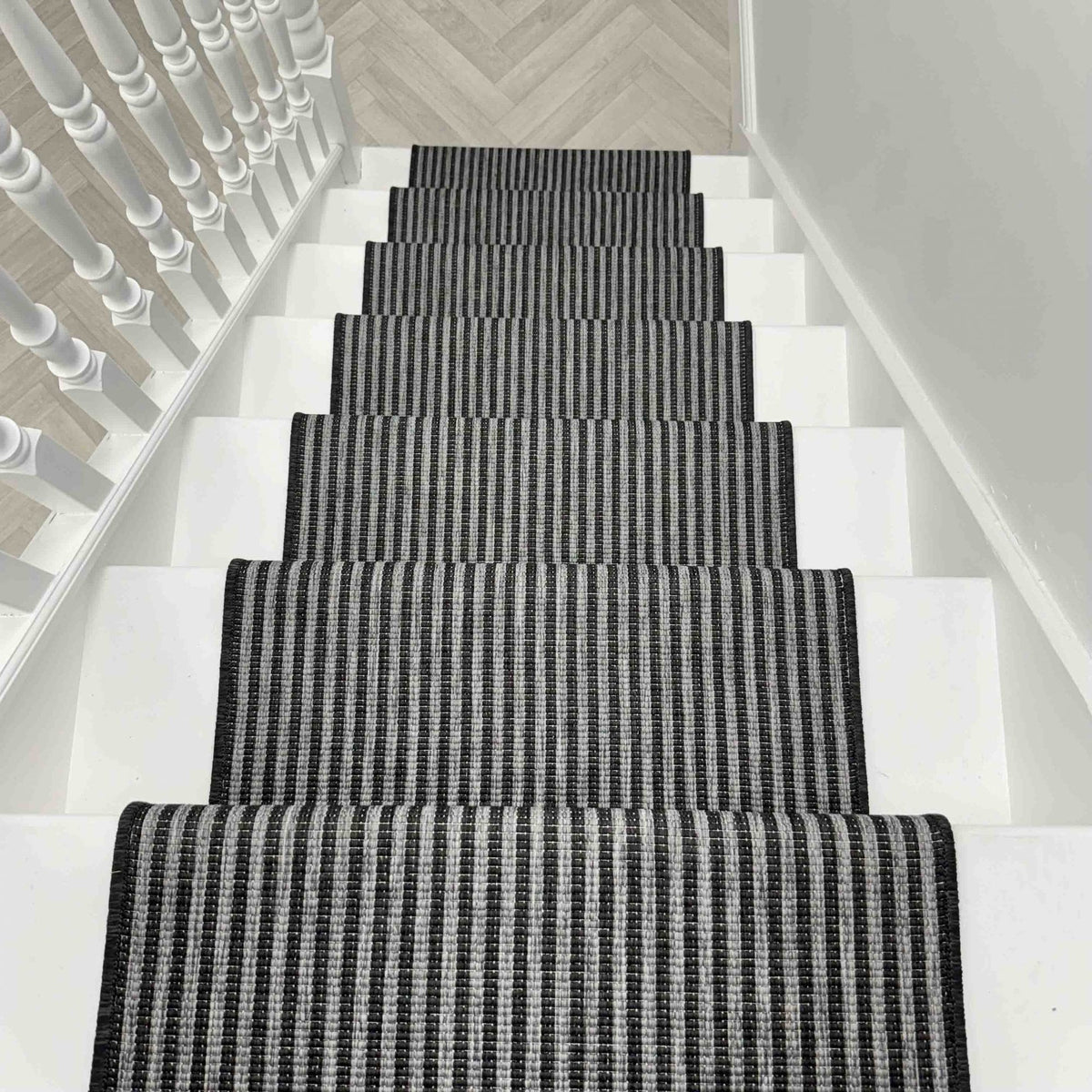 Pinstripe Black Stair Runner