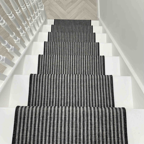 Pinstripe Black Stair Runner