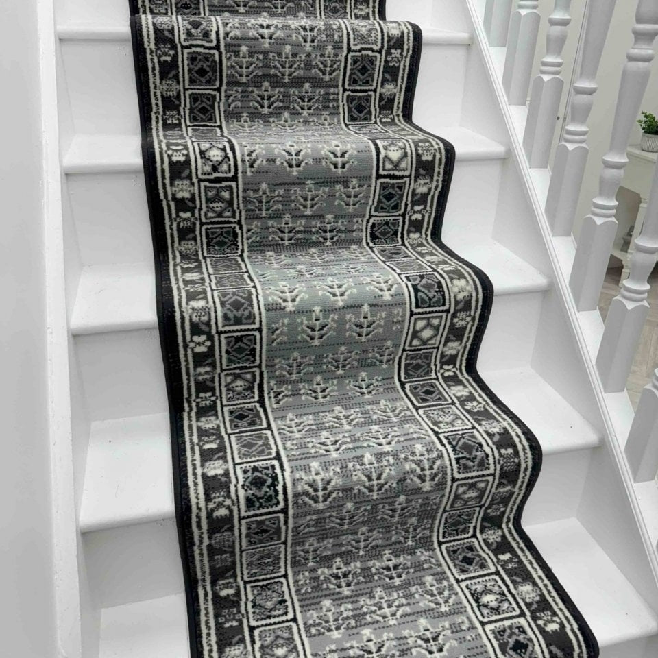 Mayan Dark Grey Stair Runner