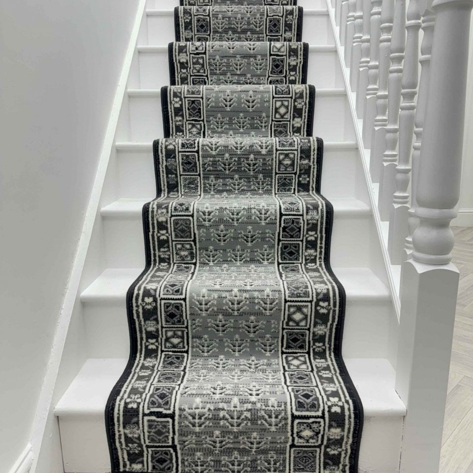 Mayan Dark Grey Stair Runner