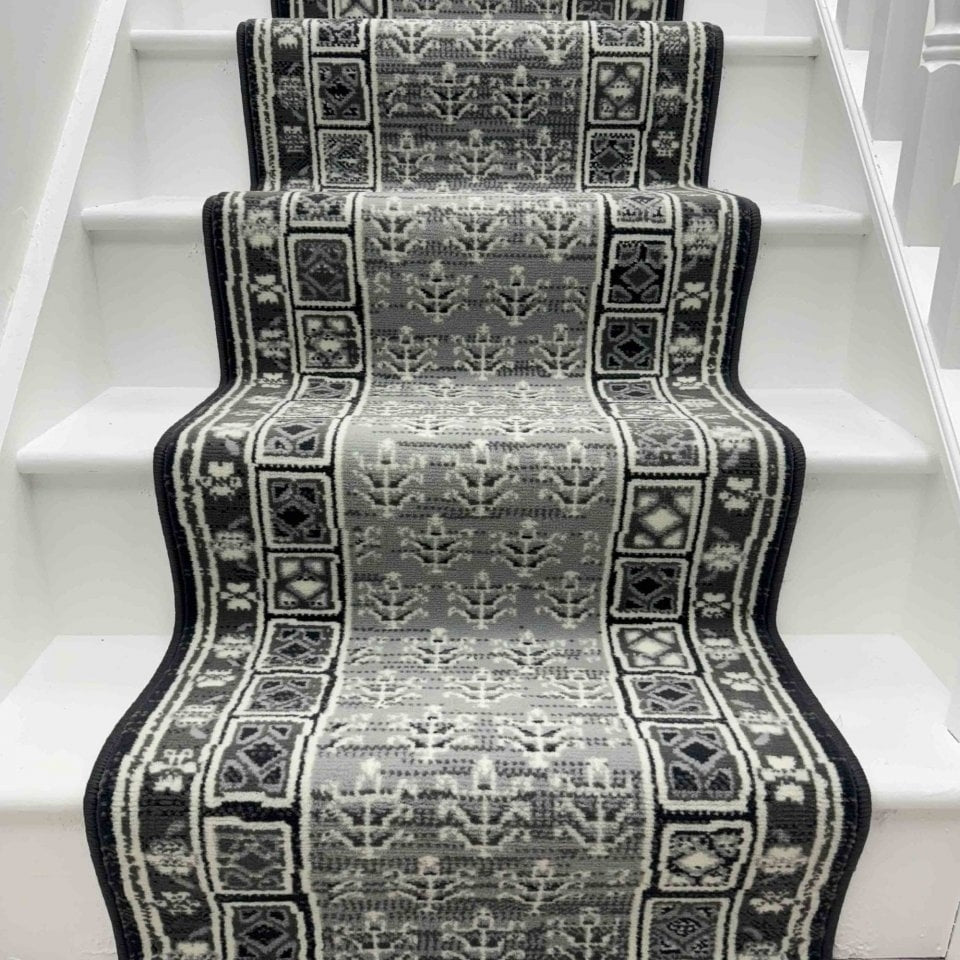 Mayan Dark Grey Stair Runner