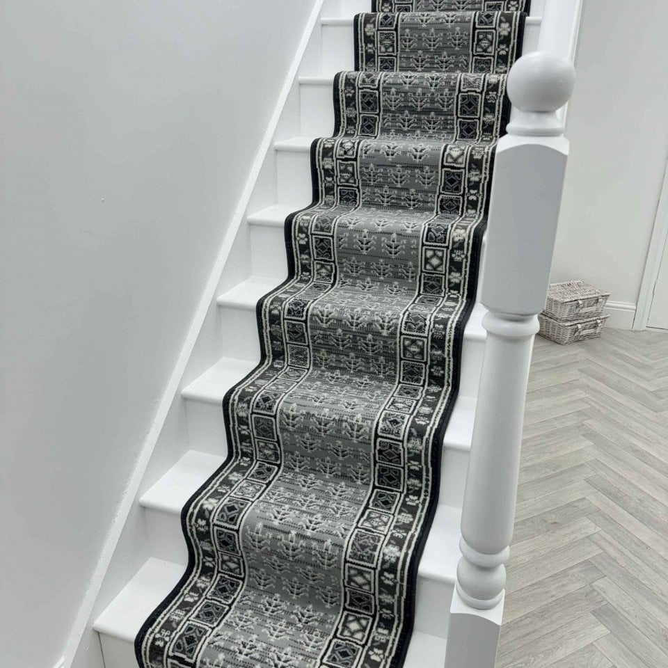 Mayan Dark Grey Stair Runner