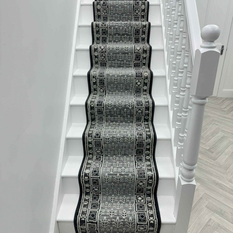 Mayan Dark Grey Stair Runner