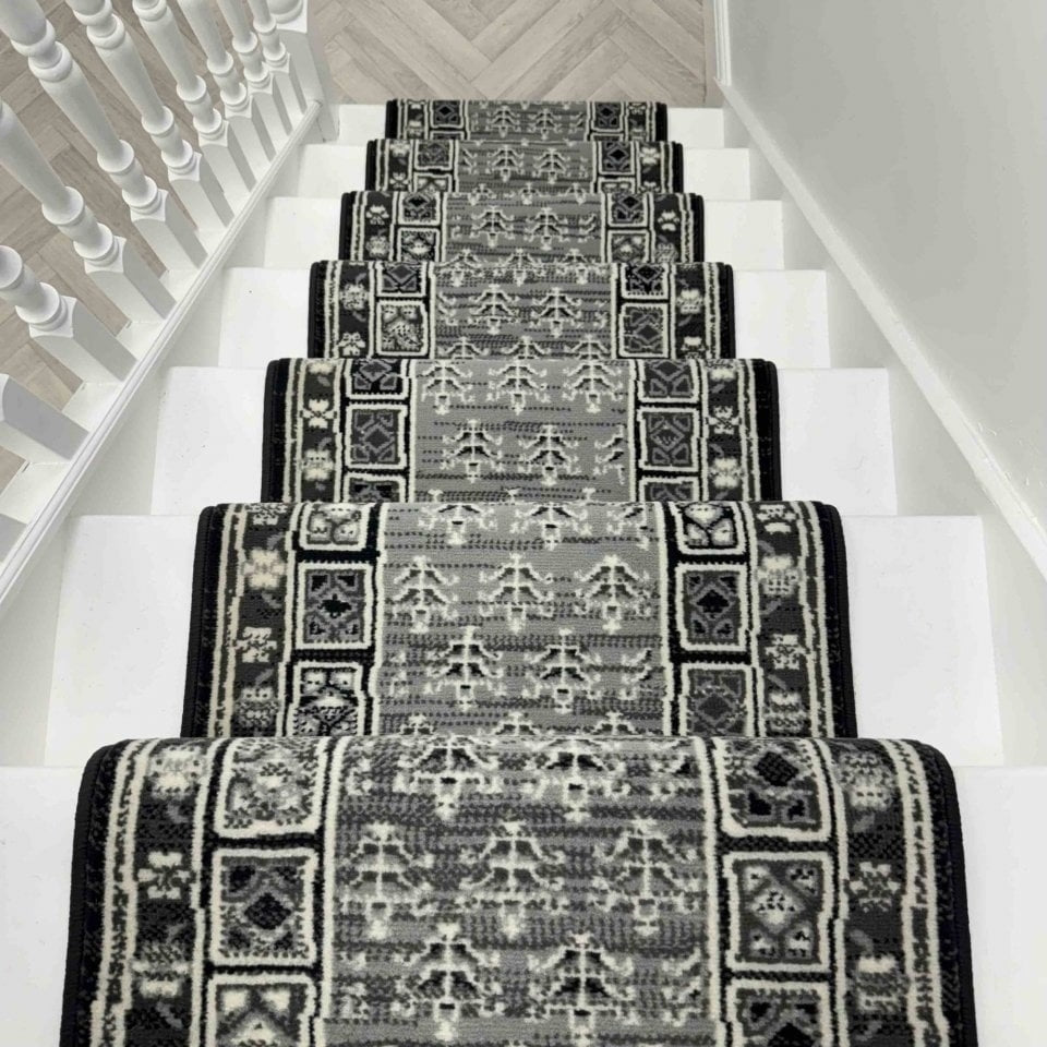 Mayan Dark Grey Stair Runner