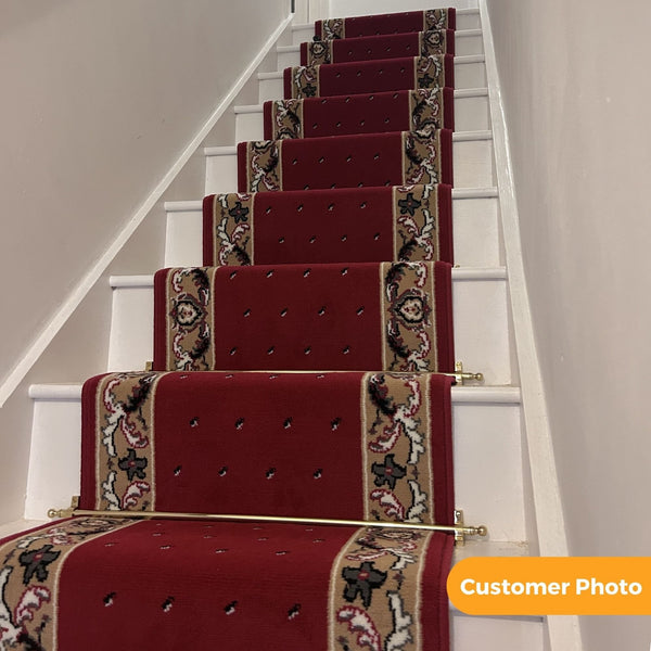 Pin Dot Red Stair Runner