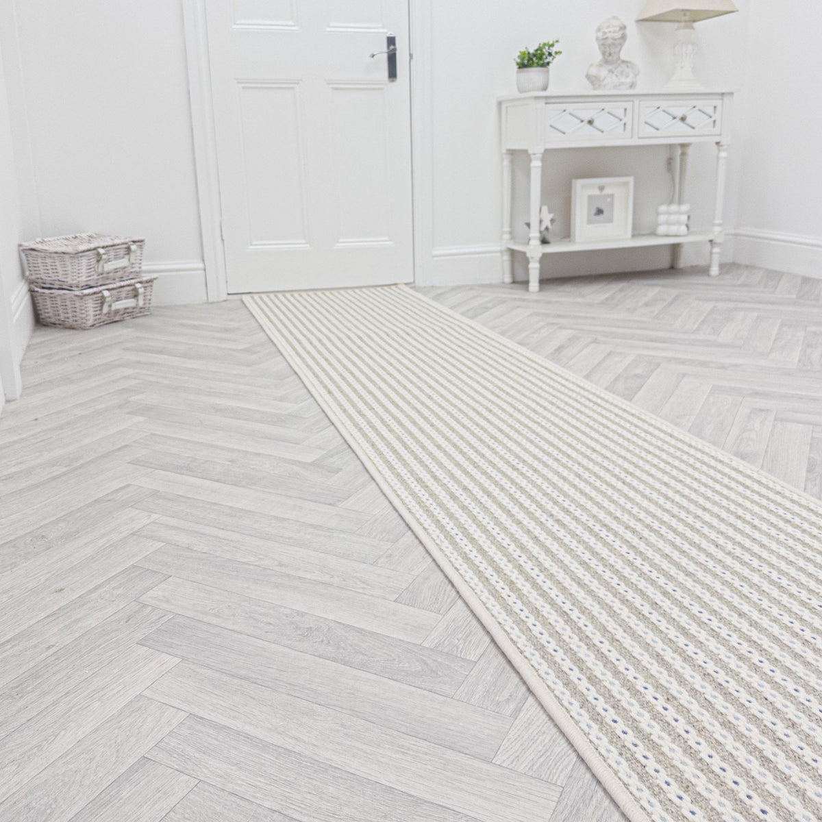 Chain Stitch Linen Rug Runner