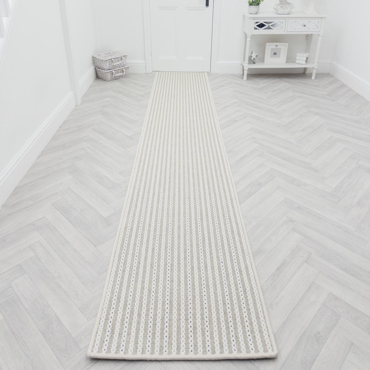 Chain Stitch Linen Rug Runner