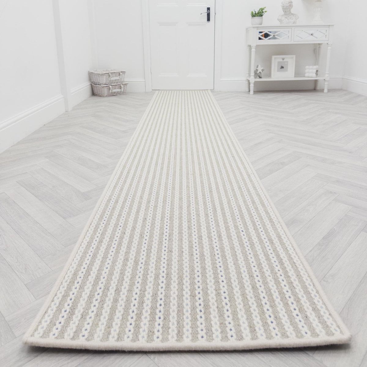 Chain Stitch Linen Rug Runner