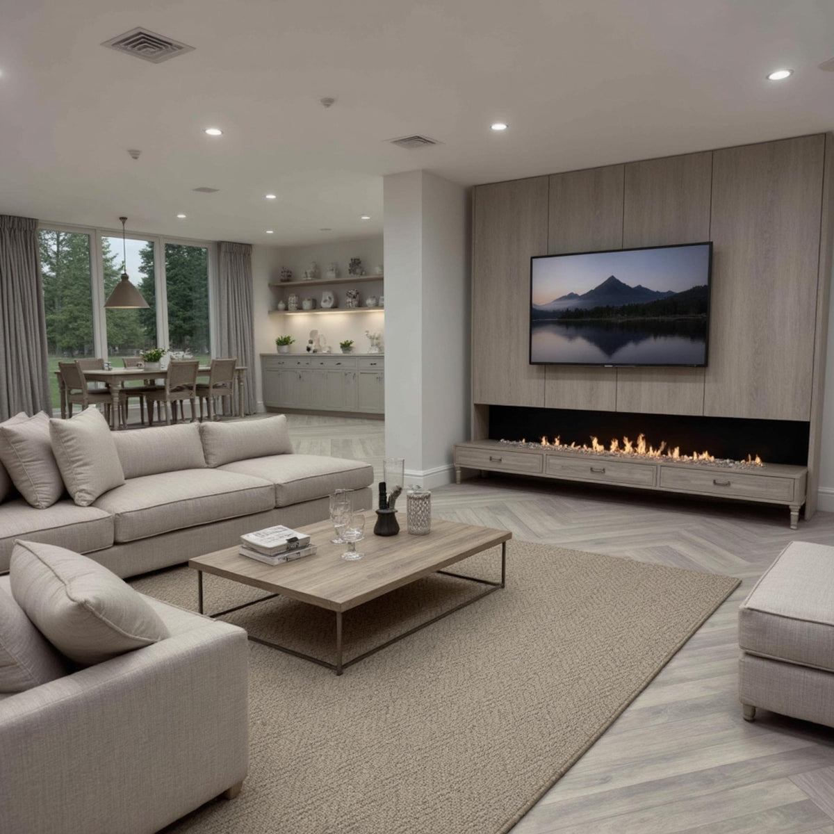 Country Herringbone Biscotti Custom Rug
