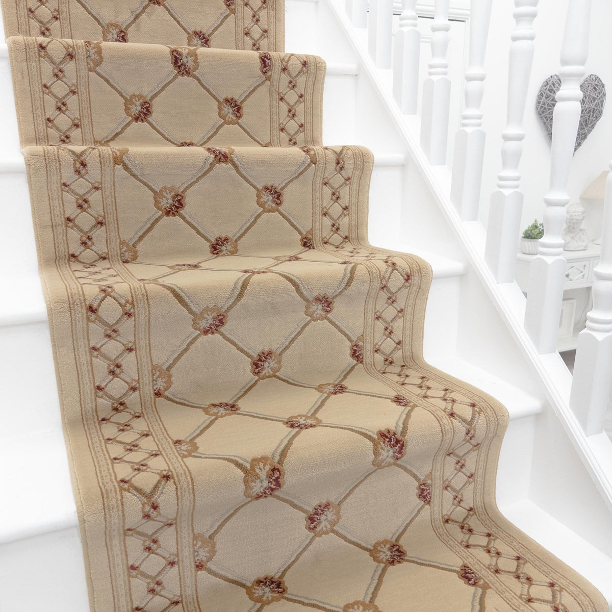 Traditional Trellis Ivory Sun Stair Runner