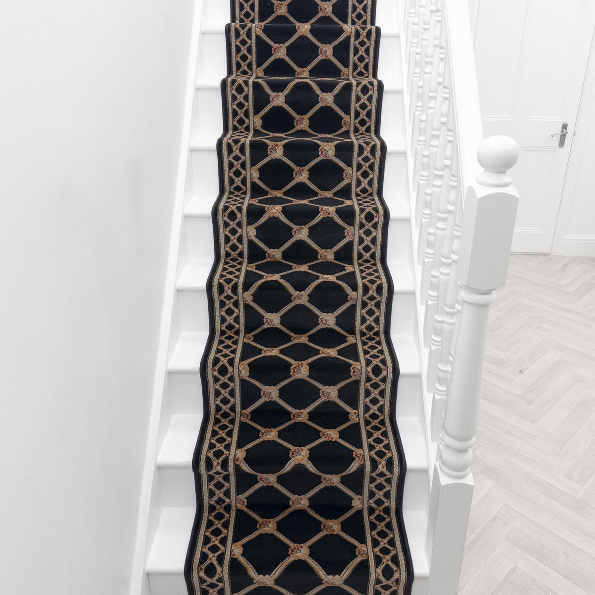 Traditional Trellis Black Diamond Stair Runner