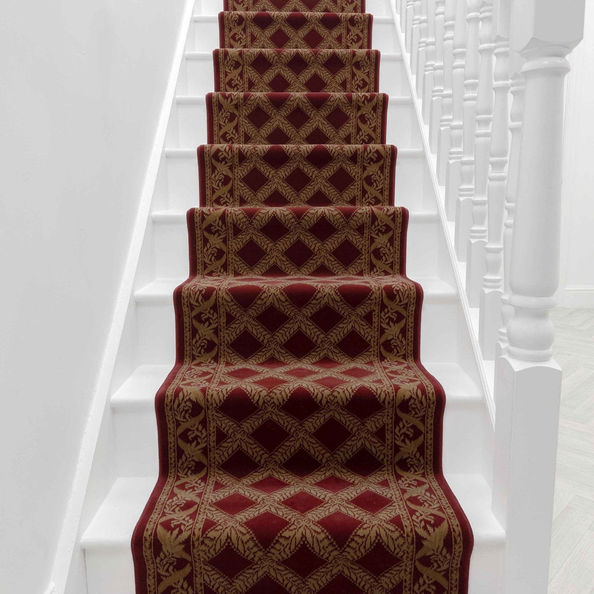 Garden Trellis Red Satin Stair Runner