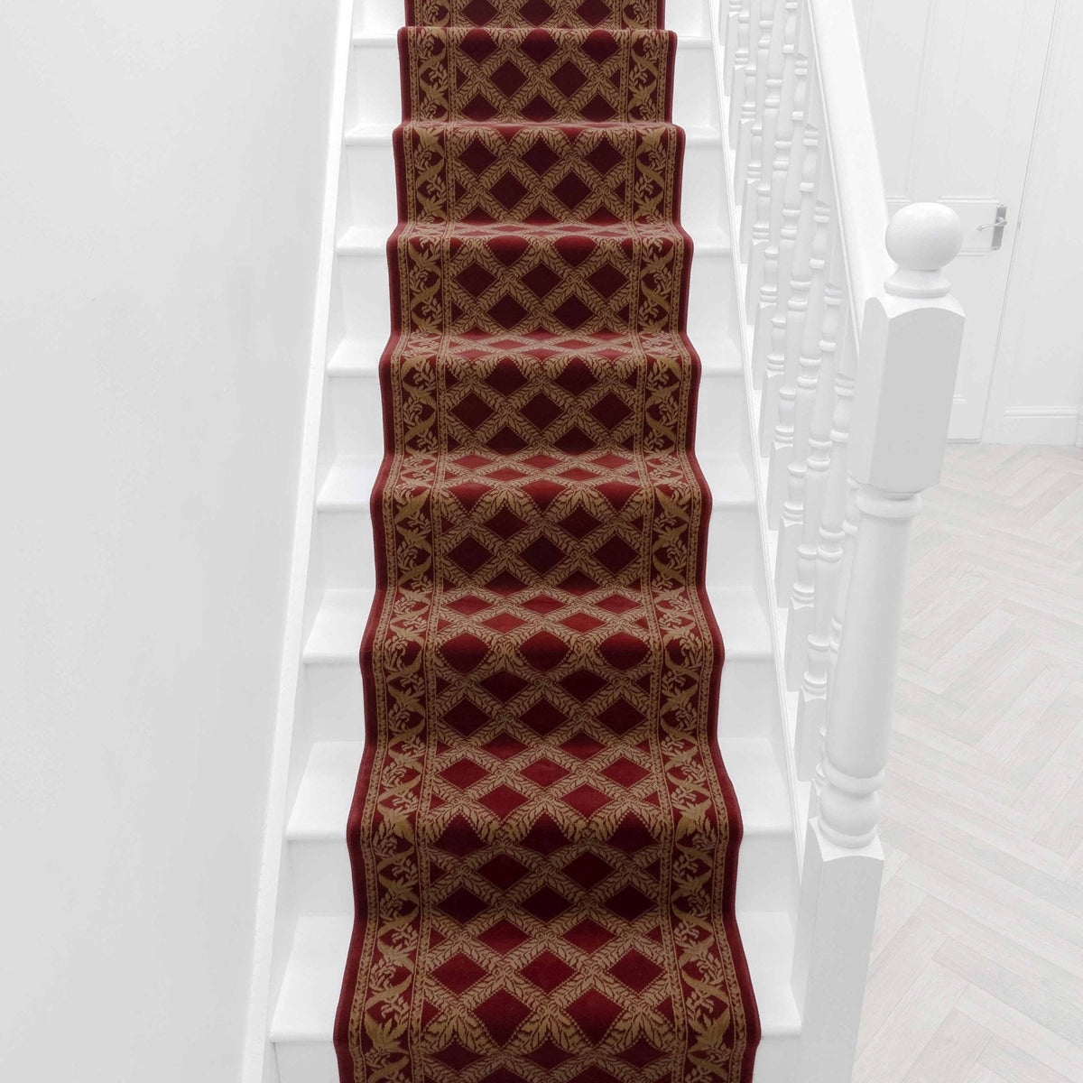 Garden Trellis Red Satin Stair Runner
